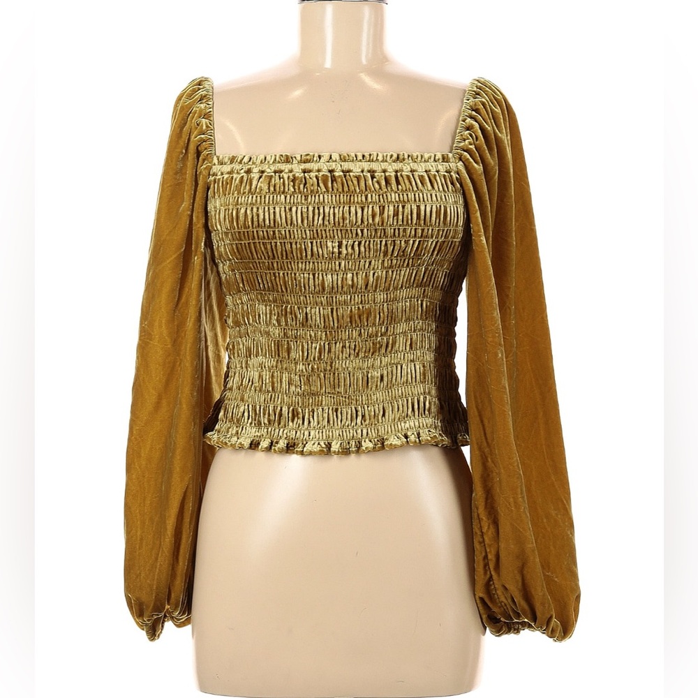 EUC 💖 By Anthropology- Elegant Golden Velvet Top